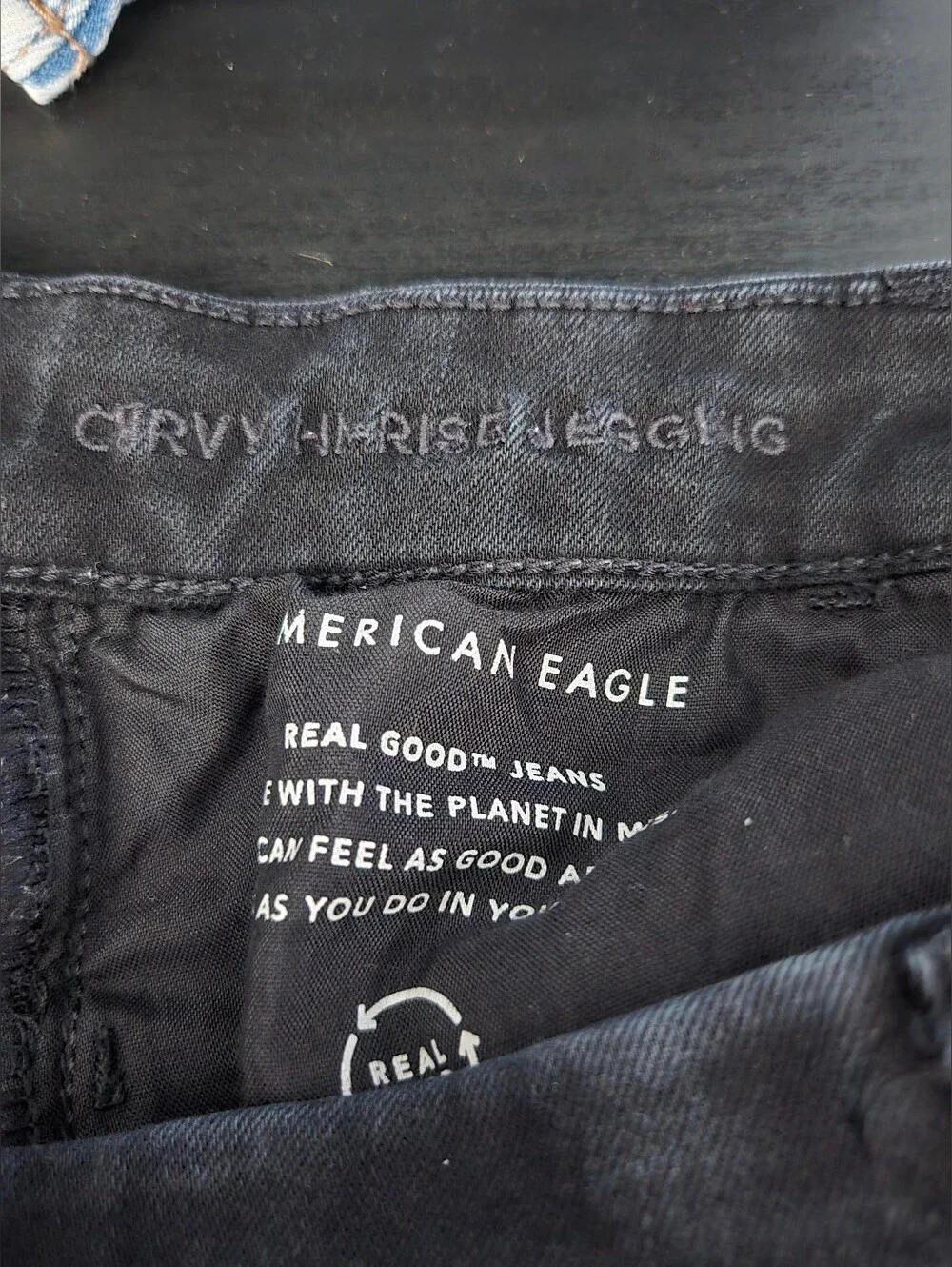 American Eagle Black Distressed Curvy High Rise Jegging Jeans, Size 10